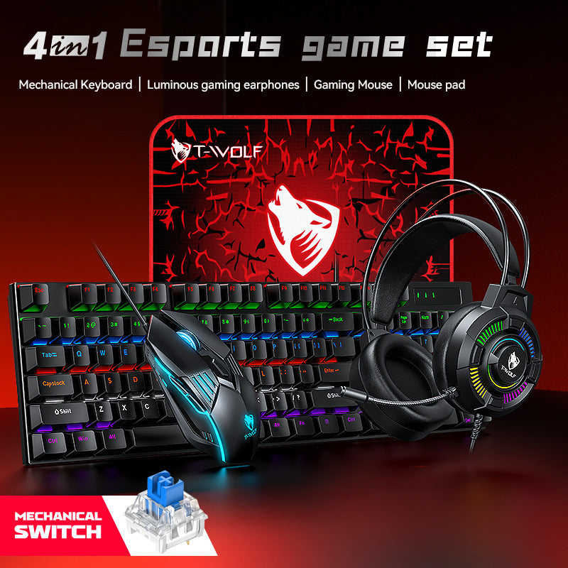 T-WOLF TF700 gaming 4 in1 mechanical keyboard set
