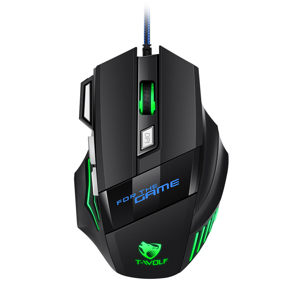 Gaming mouse, luminous e-sports USB mouse 7-button mechanical European and American HOT wired mouse