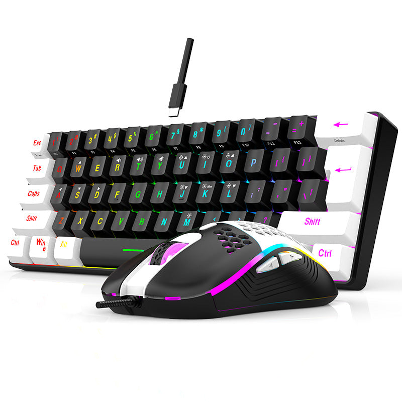 Keyboard G61-2 Gaming Mini RGB Illuminated keyboard Mechanical feel portable compact computer keyboard