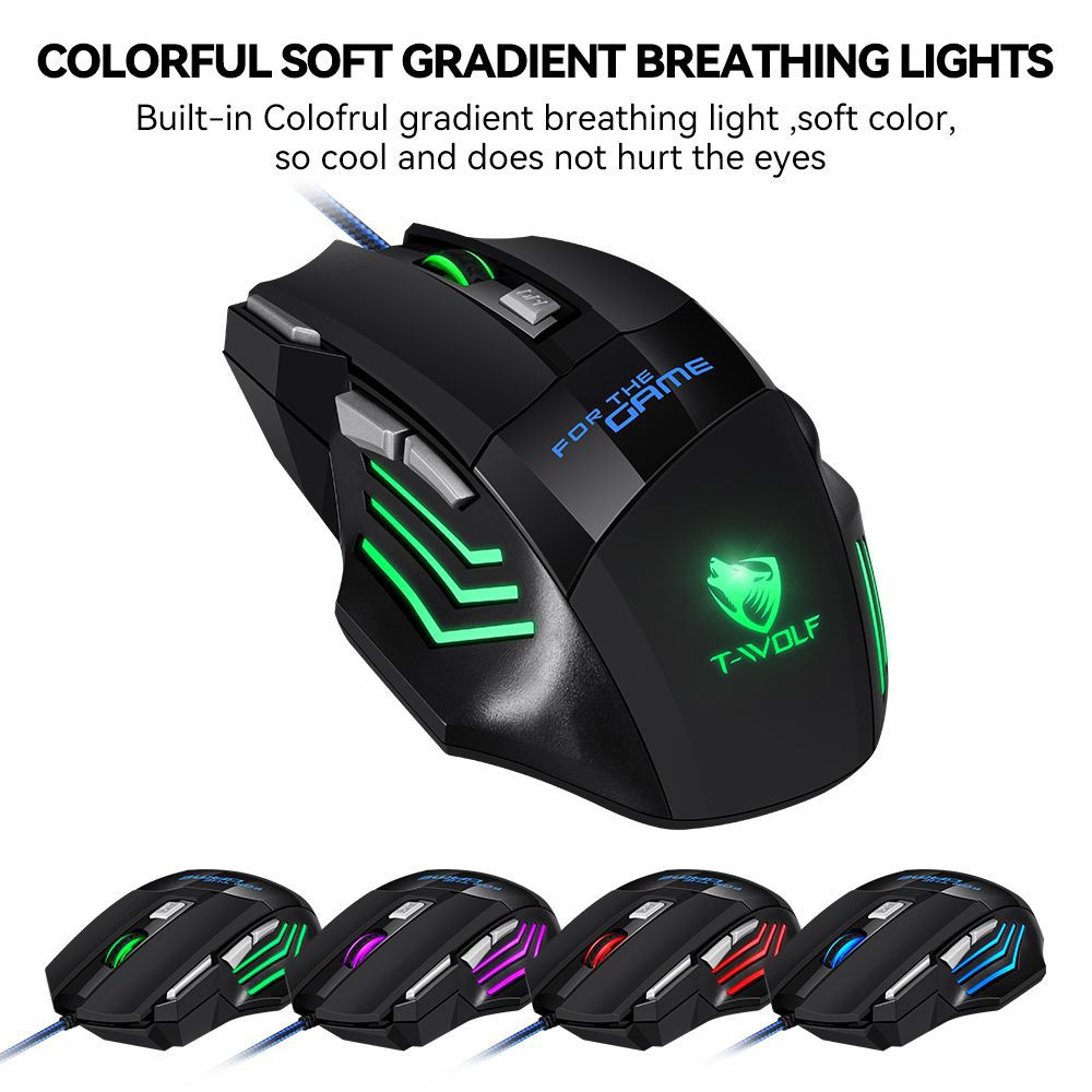Gaming mouse, luminous e-sports USB mouse 7-button mechanical European and American HOT wired mouse