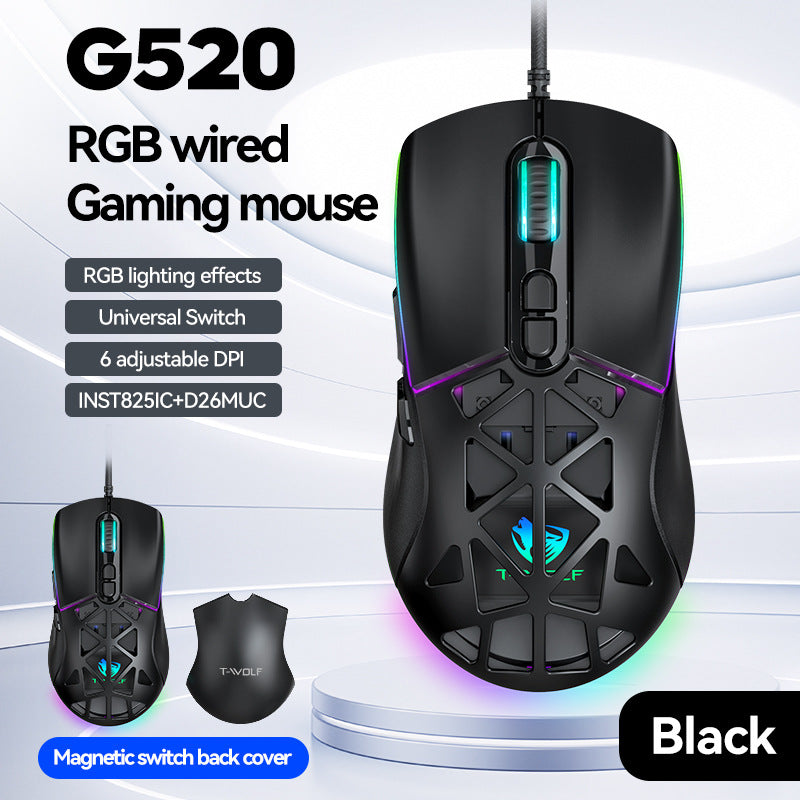 hot selling wired gaming mouse RGB lighting 12800dpi