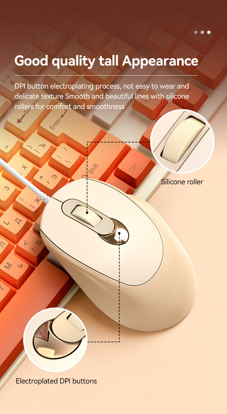 V2 wired mouse 4D business fashion girl mouse office portable mouse private mold