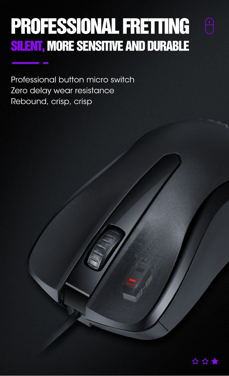 V12 Wired Mouse Classic Laptop Desktop USB Business Office Silent Extended Cable Silent