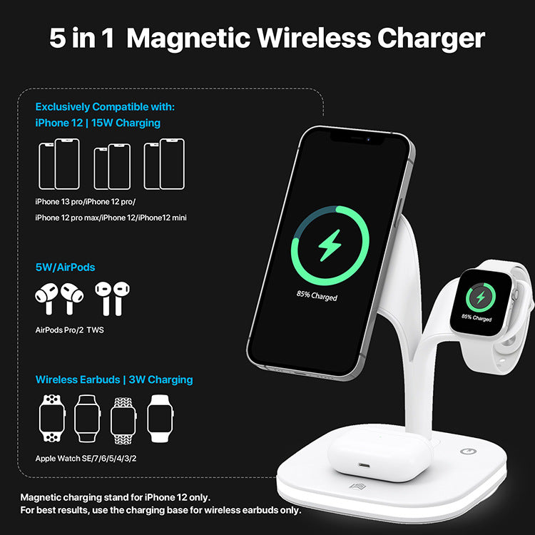 Mobile phone magnetic suction three-in-one wireless charging, watch earphones fast charging QI certification 15W fast charging
