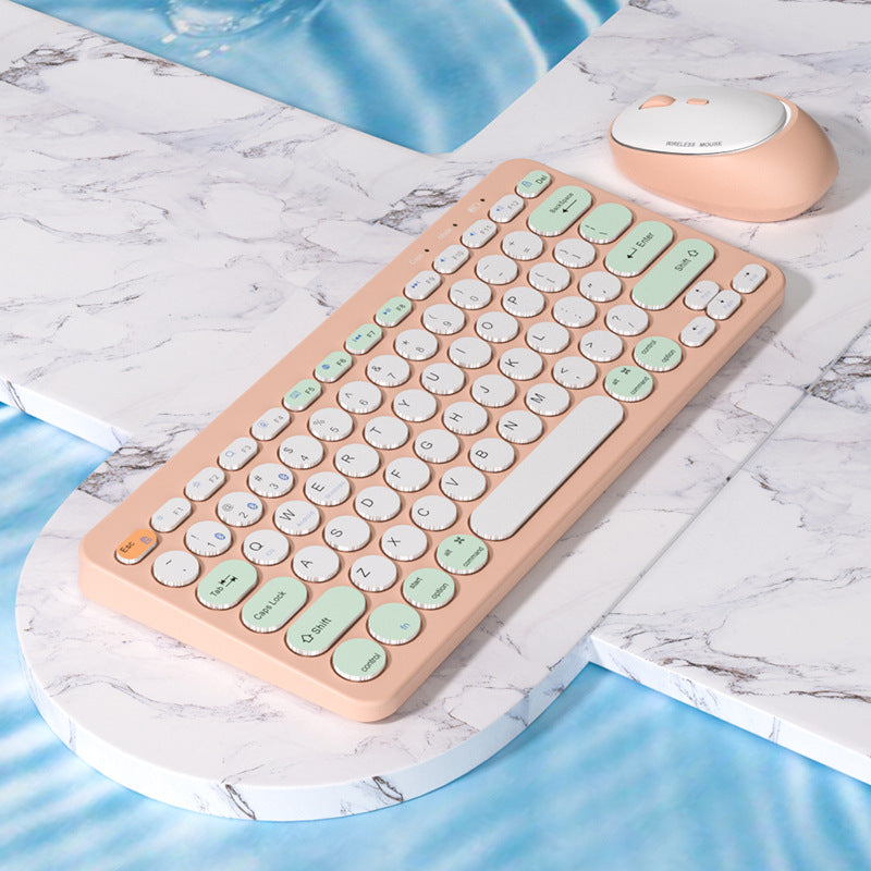 Blue wireless rechargeable new three-mode wireless keyboard and mouse set phablet notebook Android set
