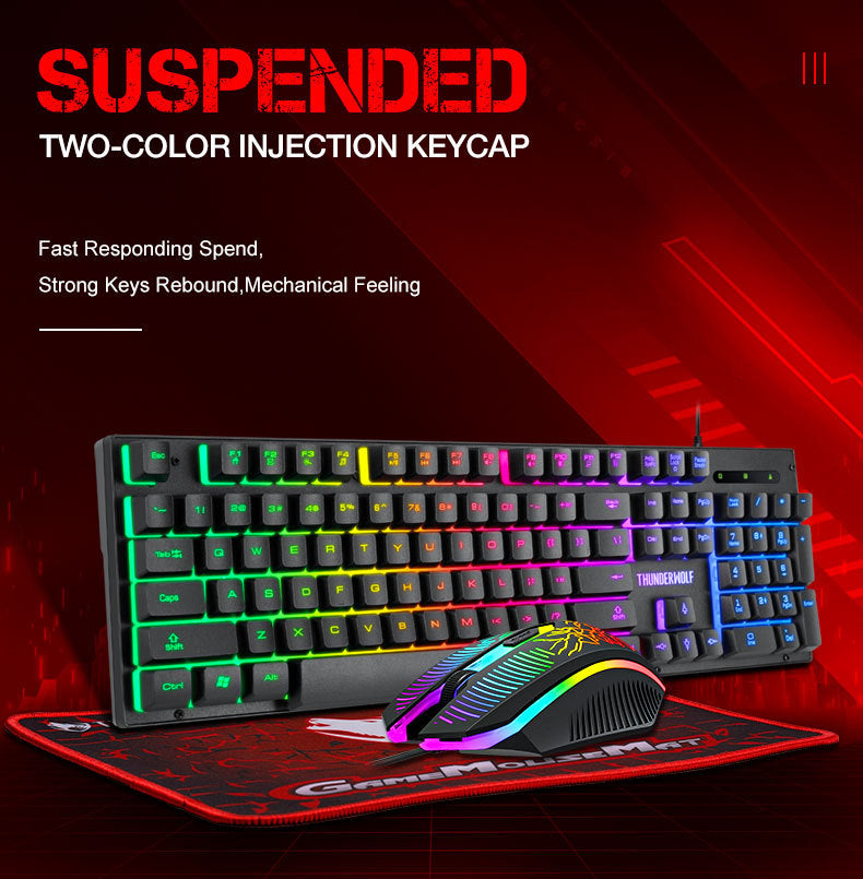 TF31 wired keyboard mouse mouse pad three-piece game luminous mechanical feel