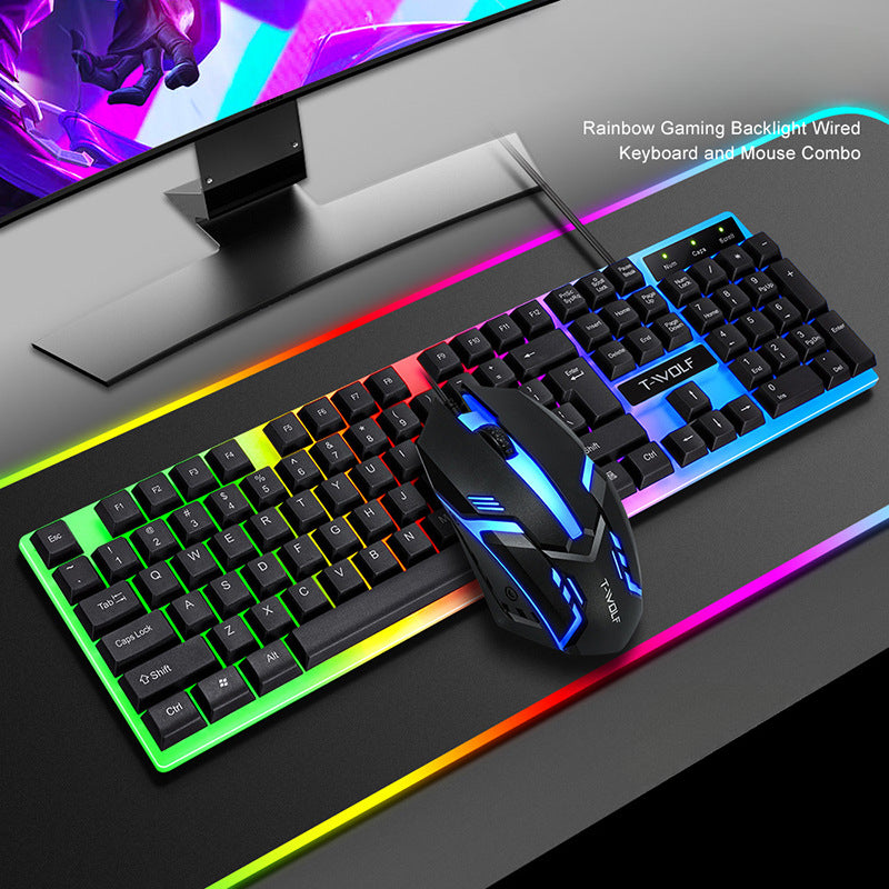 TF230 wired luminous keyboard and mouse, game office computer wired keyboard and mouse set