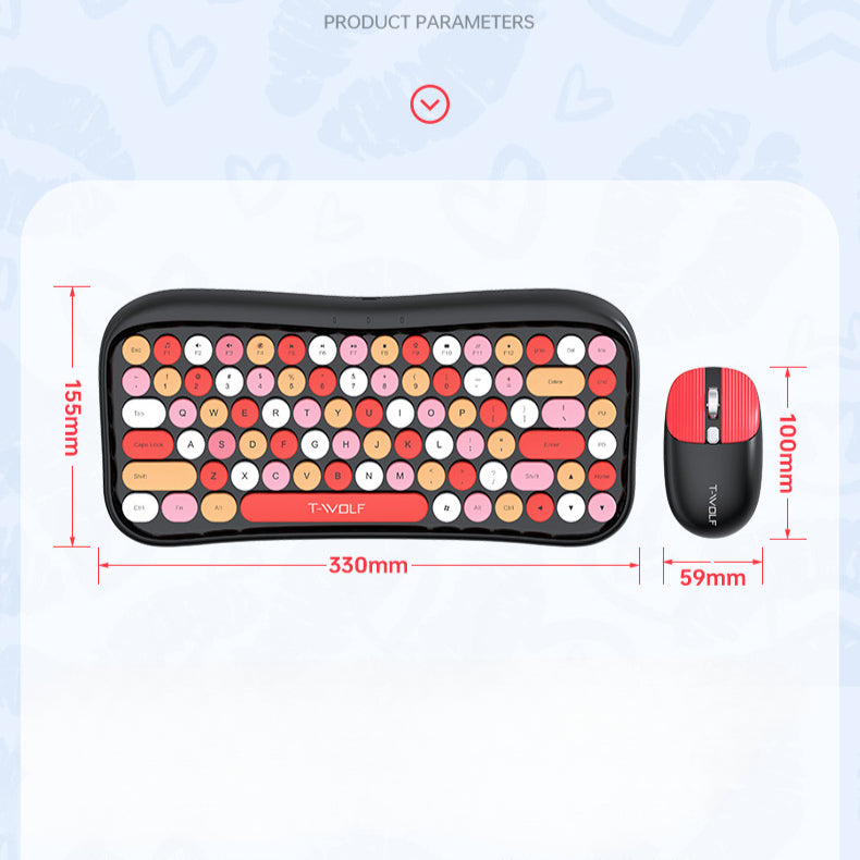 TF660 wireless bluetooth keyboard and mouse set round button color lipstick girl punk retro explosion