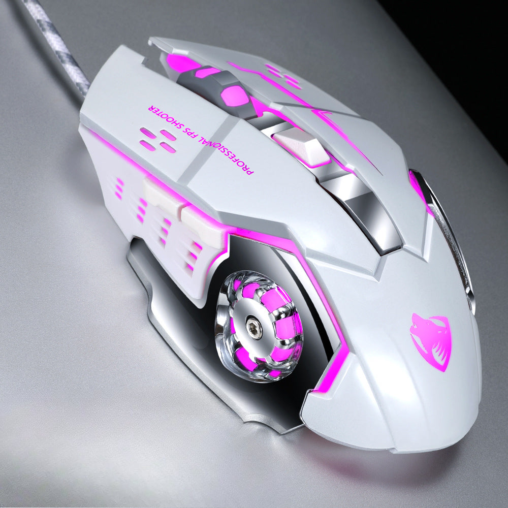 V6 game mouse macro programming eating chicken office luminous wired mechanical six-button mouse