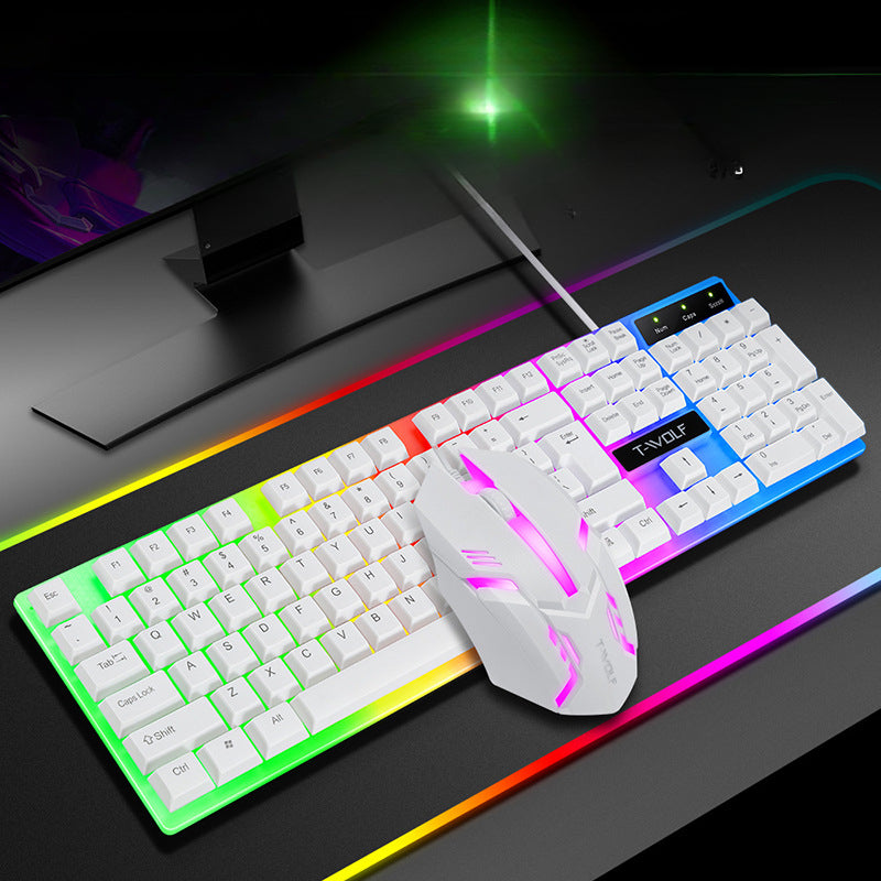 TF230 wired luminous keyboard and mouse, game office computer wired keyboard and mouse set
