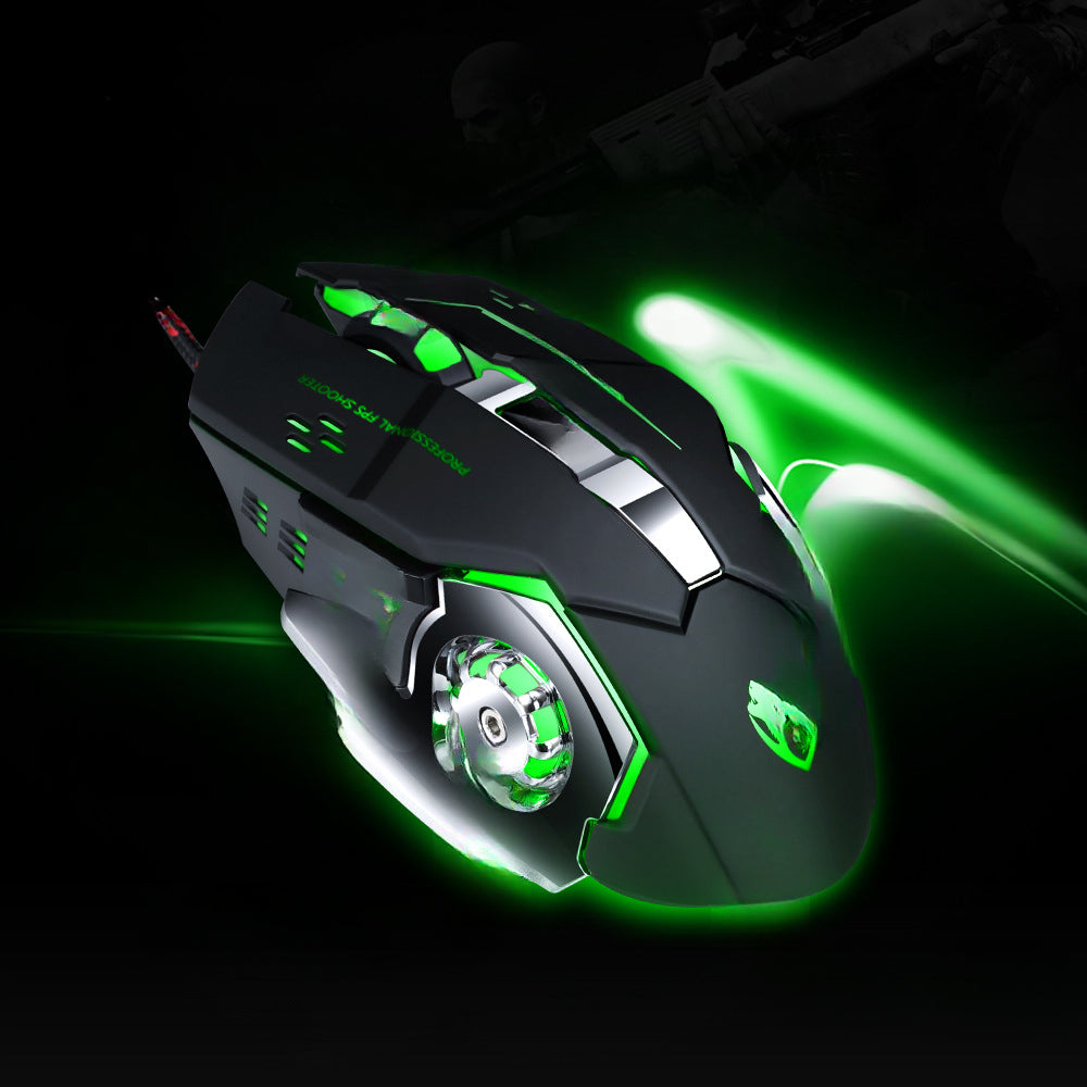 V6 game mouse macro programming eating chicken office luminous wired mechanical six-button mouse