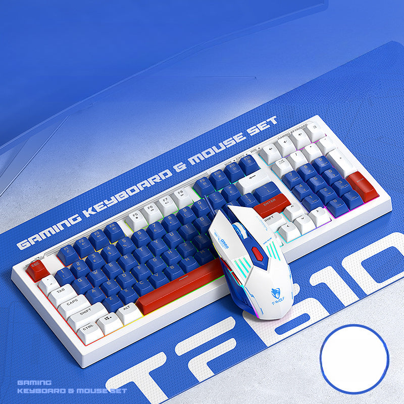 TF610 keyboard mouse game mute set mecha blue mechanical feel customized color mixing 98 keys