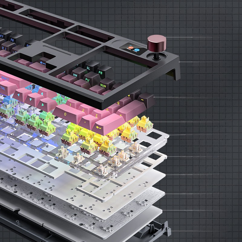 LT104 side engraved gradual change customized mechanical keyboard wireless 2.4g Bluetooth three-mode RGB keyboard