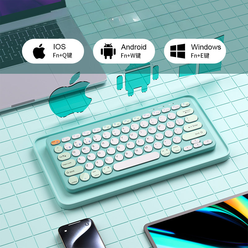 Blue wireless rechargeable new three-mode wireless keyboard and mouse set phablet notebook Android set