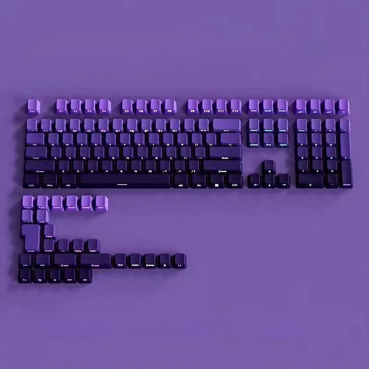 High side engraved transparent keycap PBT two-color gradual change full set of thermal sublimation personalized keyboard cap