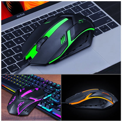 Wired luminous keyboard and mouse set Game luminous suspended keycap film mechanical feel set