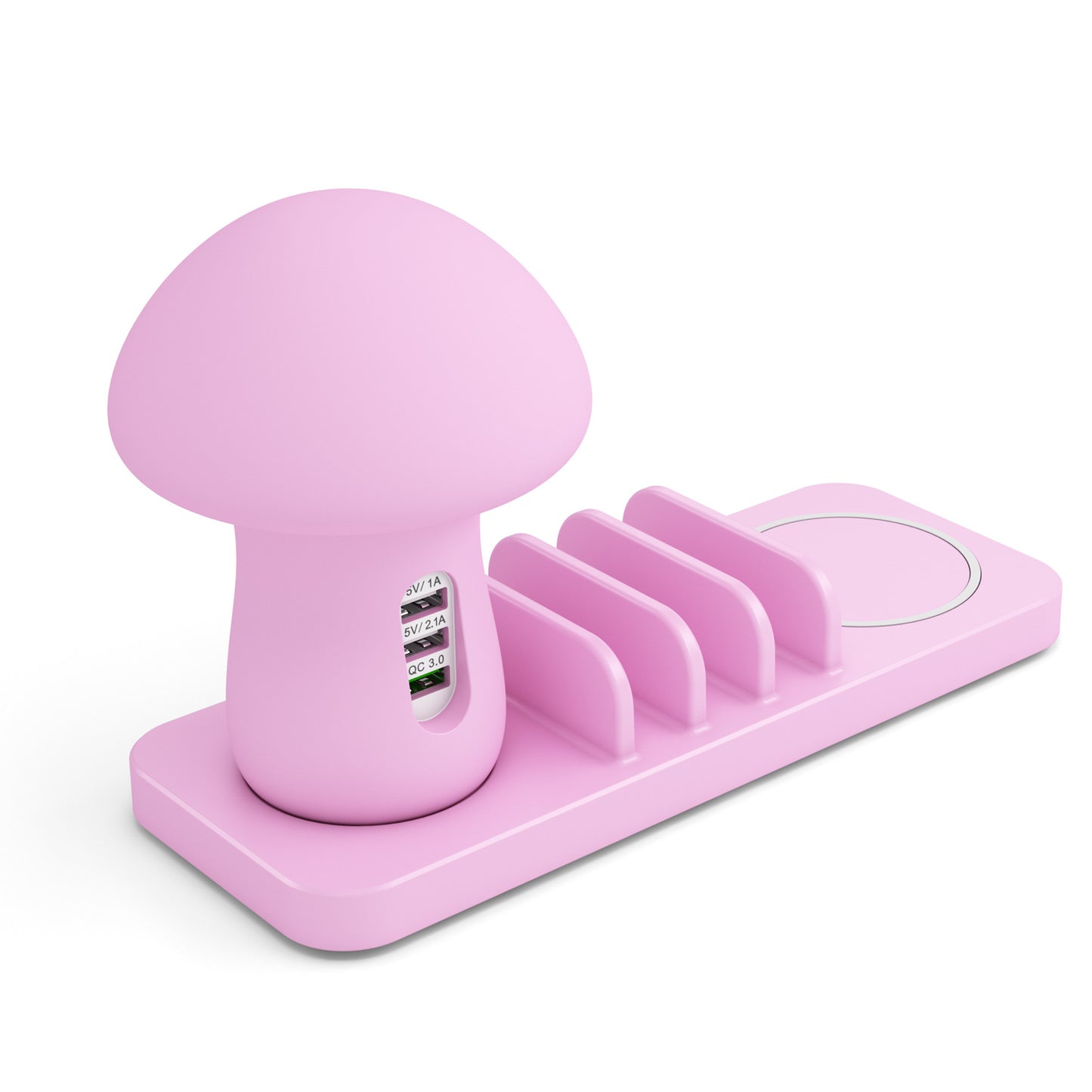 Popular bedside lamp mobile phone wireless charging bracket multi-port USB charging base pink mushroom lamp smart