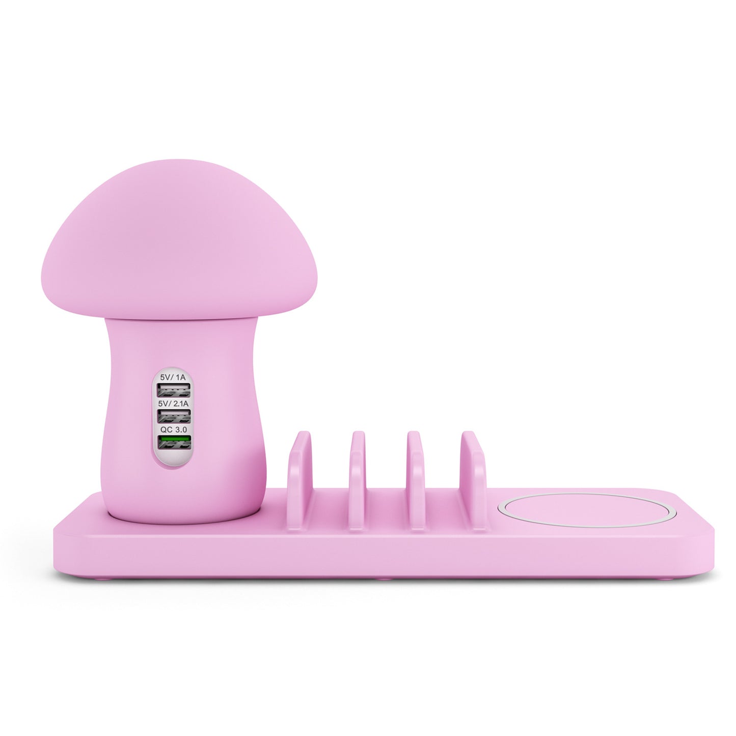 Popular bedside lamp mobile phone wireless charging bracket multi-port USB charging base pink mushroom lamp smart