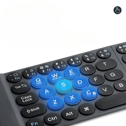 Keyboard round keycap folding keyboard with mobile phone tablet office computer, portable keyboard supports three channels