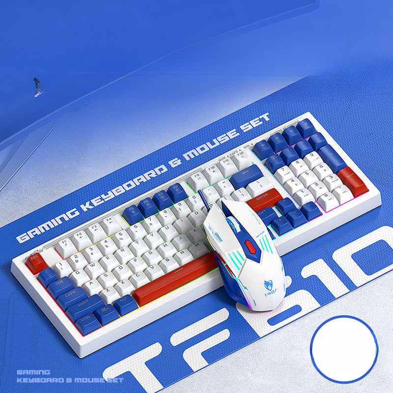 TF610 keyboard mouse game mute set mecha blue mechanical feel customized color mixing 98 keys