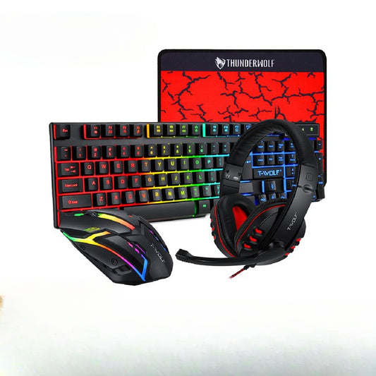TF800 keyboard and mouse set, earphone four-piece set, game digital luminous Russian, Amazon, Spain