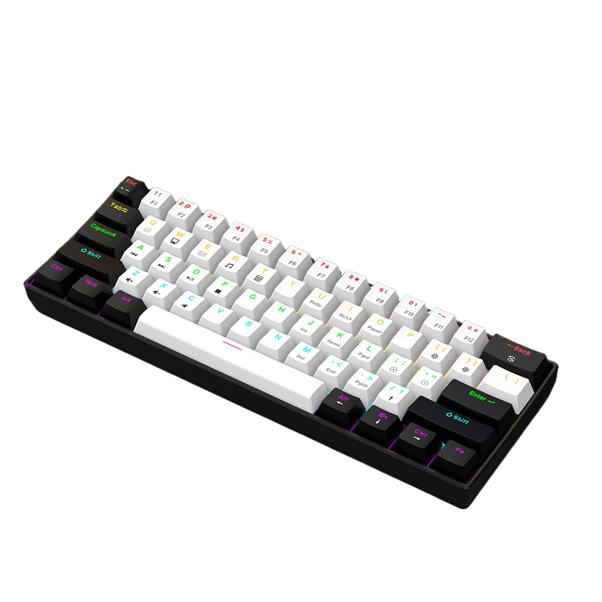 &nbsp; 61-Key mechanical keyboard Green axis dual-color keypad Mini luminous game keyboard Portable compact computer keyboard