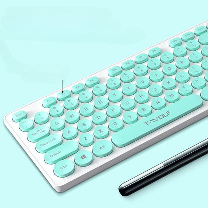 TF770 keyboard and mouse set wireless girl mint green macaron usb office business set