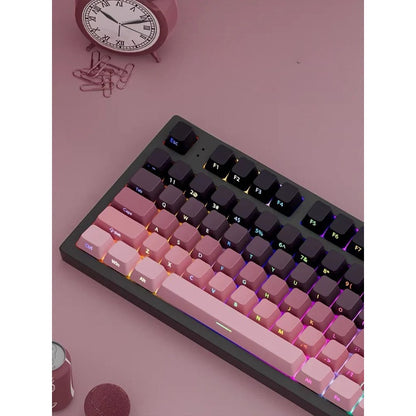 High side engraved transparent keycap PBT two-color gradual change full set of thermal sublimation personalized keyboard cap