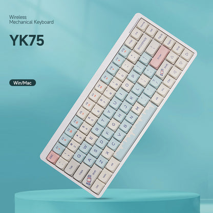 YK75 low axis mechanical keyboard red axis bluetooth wireless silent office girls high value computer mechanical keyboard