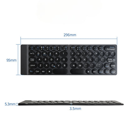 Keyboard round keycap folding keyboard with mobile phone tablet office computer, portable keyboard supports three channels