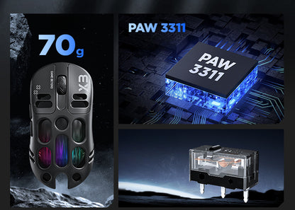 X3 three-mode mouse mechanical high-end competitive hollow game lightweight ergonomics RGB marquee