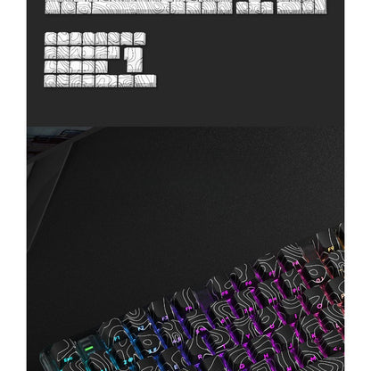 GK033 Contour keycaps with five-sided thermal sublimation process and the side-engraved characters are light-transmitting