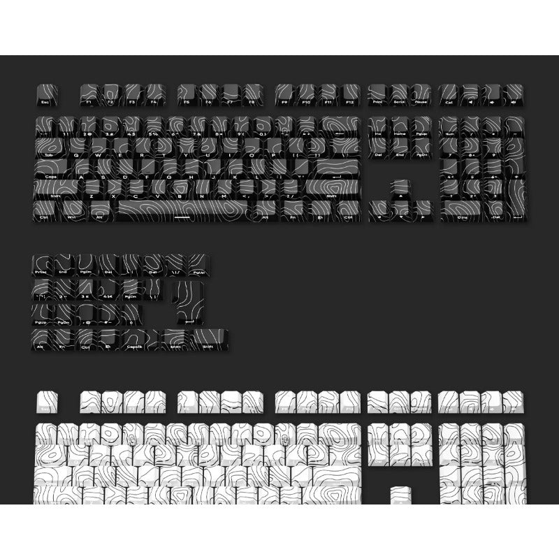 GK033 Contour keycaps with five-sided thermal sublimation process and the side-engraved characters are light-transmitting