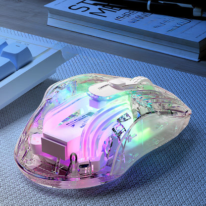 G4 three-mode bluetooth wireless transparent mouse RGB light effect silent office e-sports game mouse