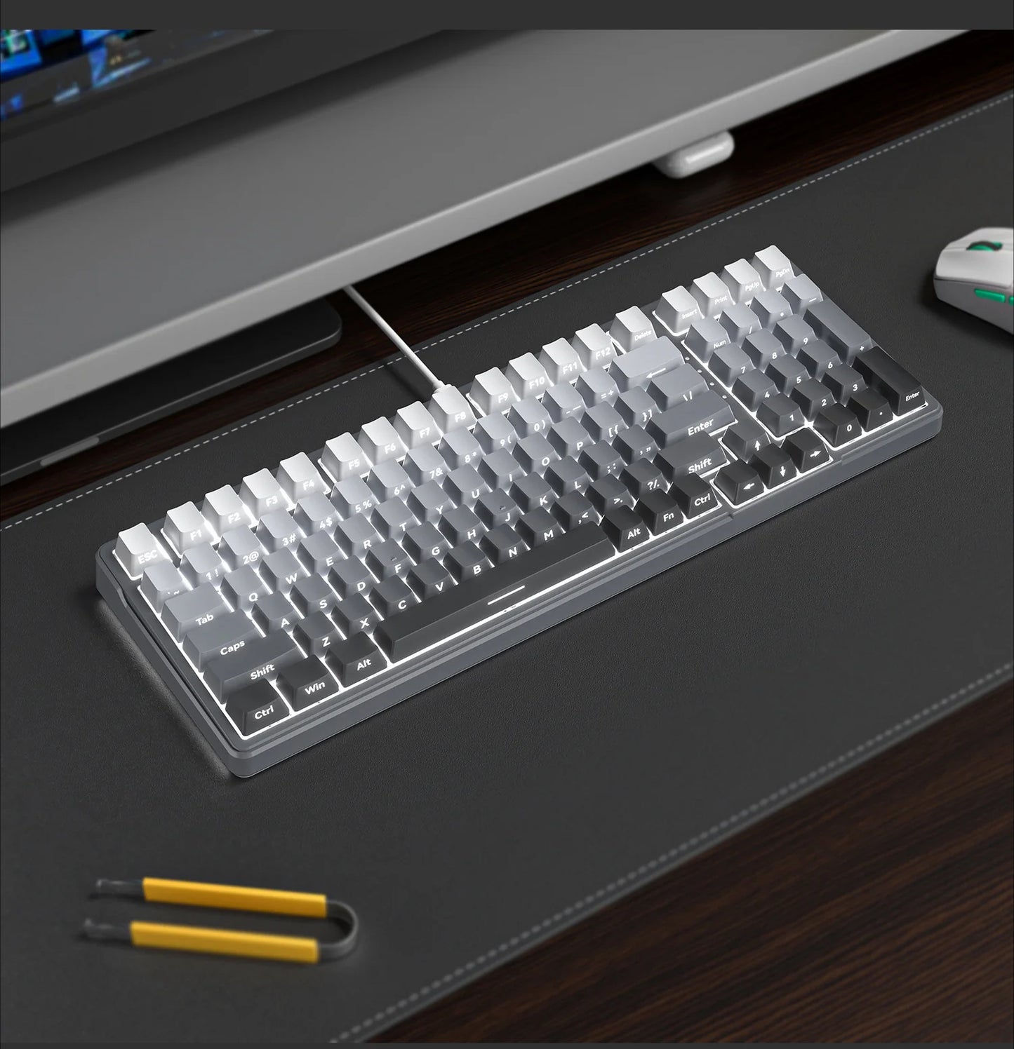 High side engraved transparent keycap PBT two-color gradual change full set of thermal sublimation personalized keyboard cap