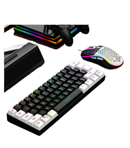&nbsp; 61-Key RGB gaming keyboard and mouse set, desktop notebook mini color matching competitive office wired mouse and mouse