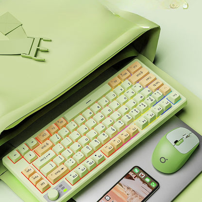 V75 wireless keyboard dual-mode bluetooth membrane mouse set silent girls office typing feel good