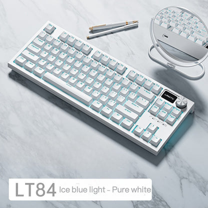 LT84 three-mode hot-swappable wireless bluetooth mechanical keyboard customized wired green axis e-sports gaming keyboard