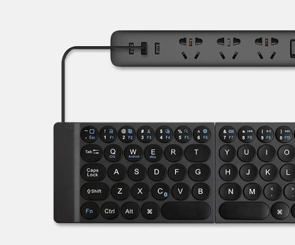 Keyboard round keycap folding keyboard with mobile phone tablet office computer, portable keyboard supports three channels