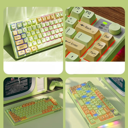 V75 wireless keyboard dual-mode bluetooth membrane mouse set silent girls office typing feel good