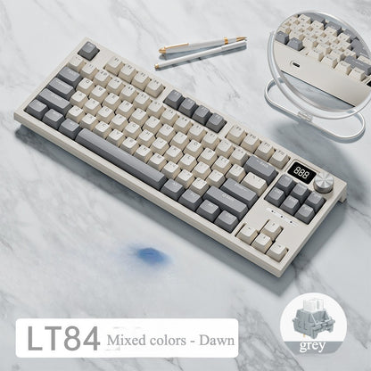 LT84 three-mode hot-swappable wireless bluetooth mechanical keyboard customized wired green axis e-sports gaming keyboard