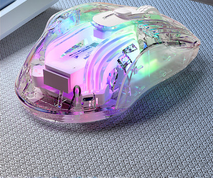 G4 three-mode bluetooth wireless transparent mouse RGB light effect silent office e-sports game mouse