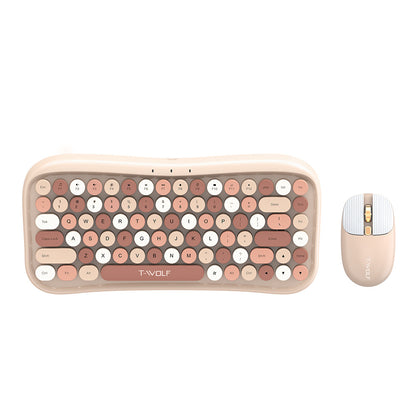 TF660 wireless bluetooth keyboard and mouse set round button color lipstick girl punk retro explosion