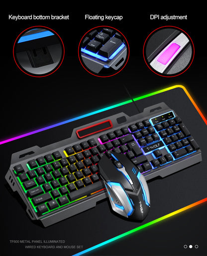 TF600 metal keyboard and mouse set mechanical feel backlight game mobile phone holder keyboard and mouse set