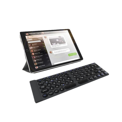 Keyboard round keycap folding keyboard with mobile phone tablet office computer, portable keyboard supports three channels