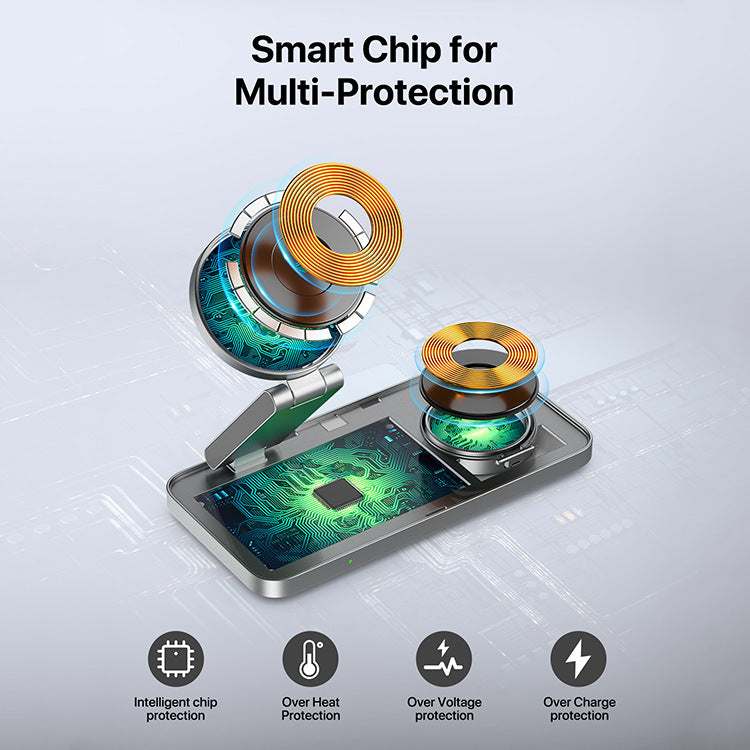 Cross-border new desktop three-in-one magnetic wireless charger for iPhone12-16 watch earphones