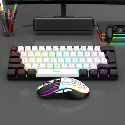 61-key Mechanical-feel Wired Gaming Small Keyboard G61 and Mouse Set, USB Mechanical Keyboard Set