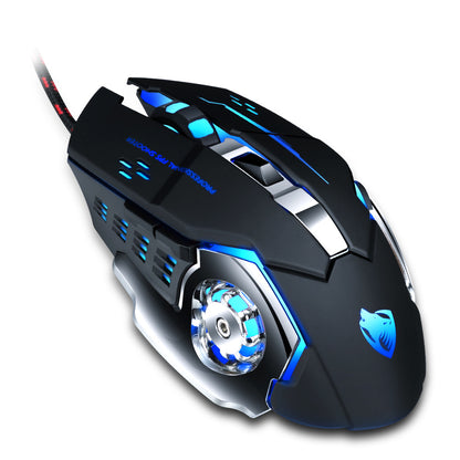 V6 game mouse macro programming eating chicken office luminous wired mechanical six-button mouse