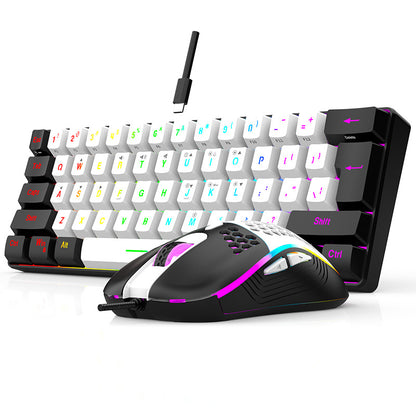 &nbsp; 61-Key RGB gaming keyboard and mouse set, desktop notebook mini color matching competitive office wired mouse and mouse