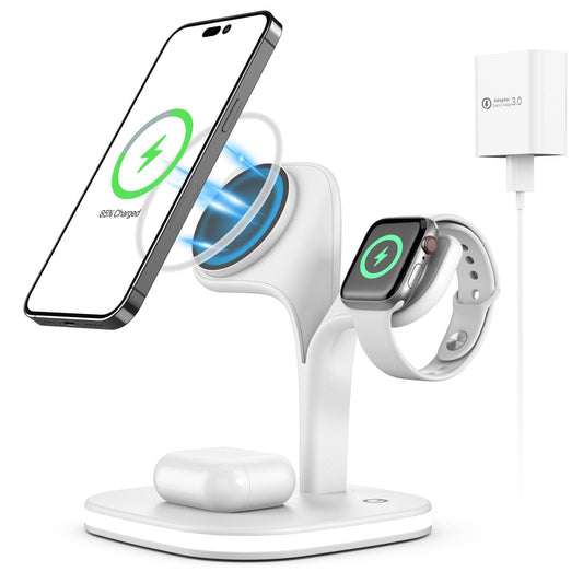 Mobile phone magnetic suction three-in-one wireless charging, watch earphones fast charging QI certification 15W fast charging